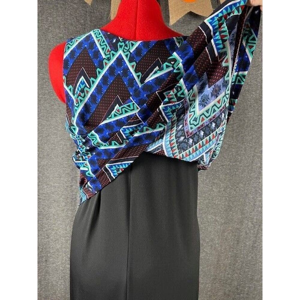 Espresso Multi Color Geometric Layered Top Knee Length Dress Large - Picture 3 of 7